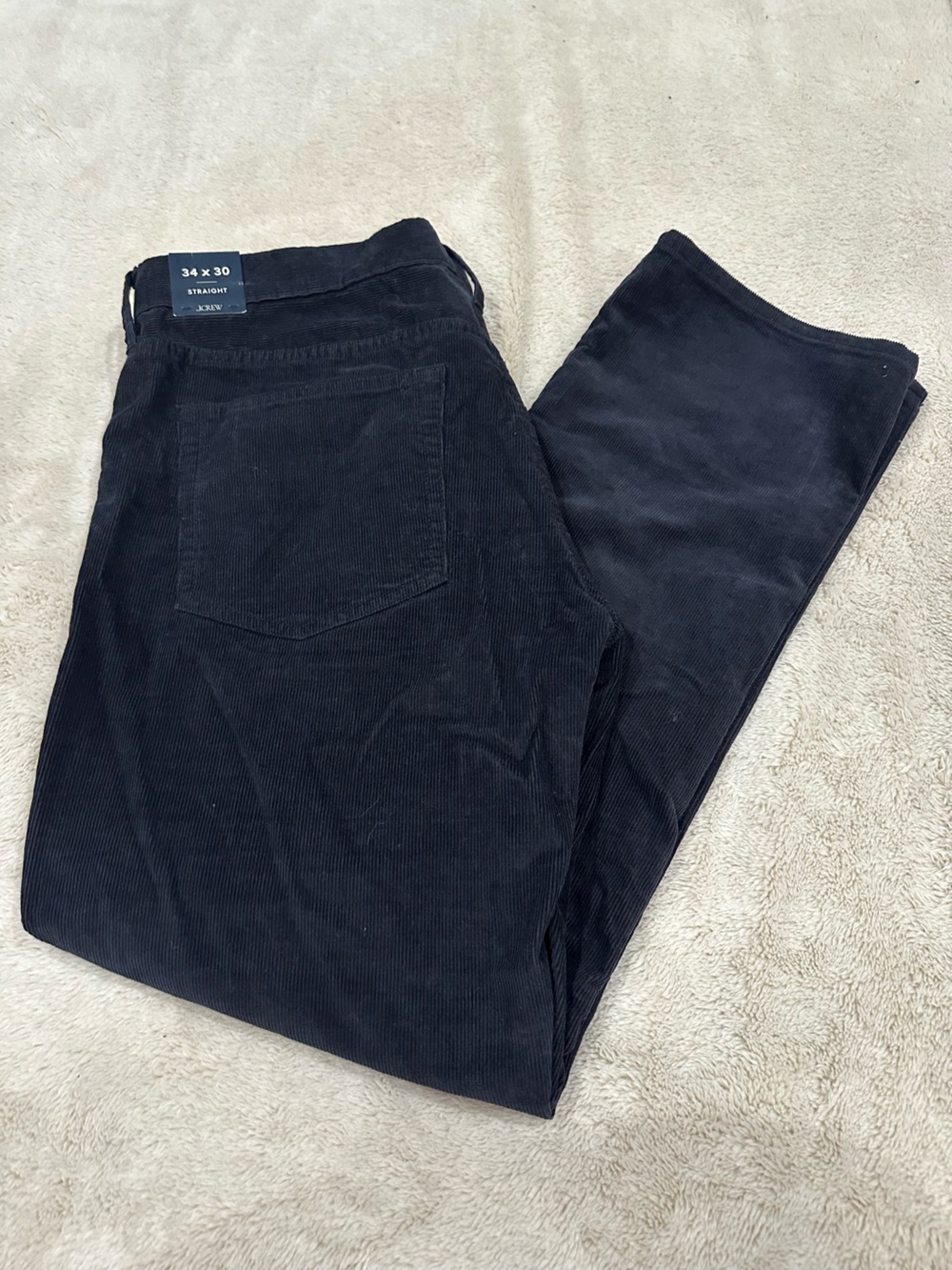 NWT j crew straight navy corduroy pants size 34 x 30